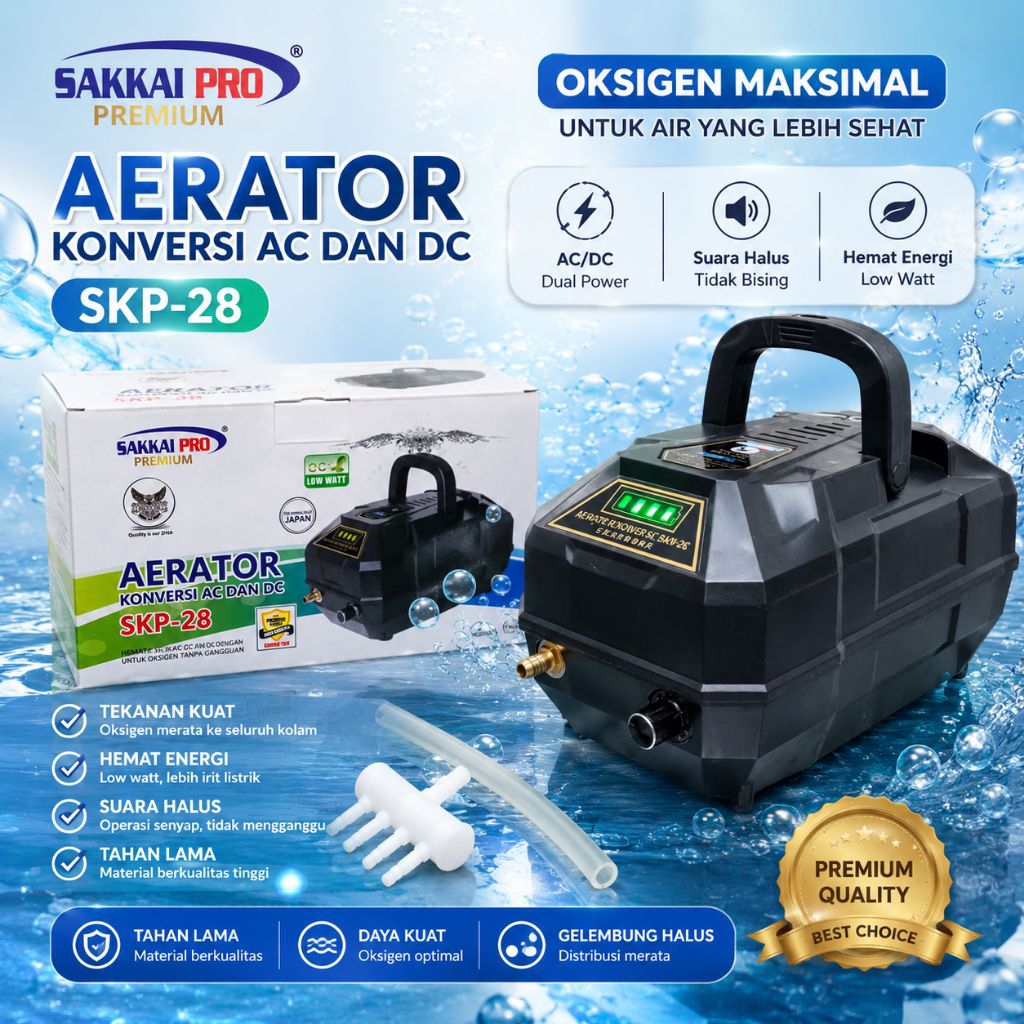 Airpump aerator ACDC SAKKAI PRO PREMIUM SKP 28 Pompa udara oksigen aquarium kolam