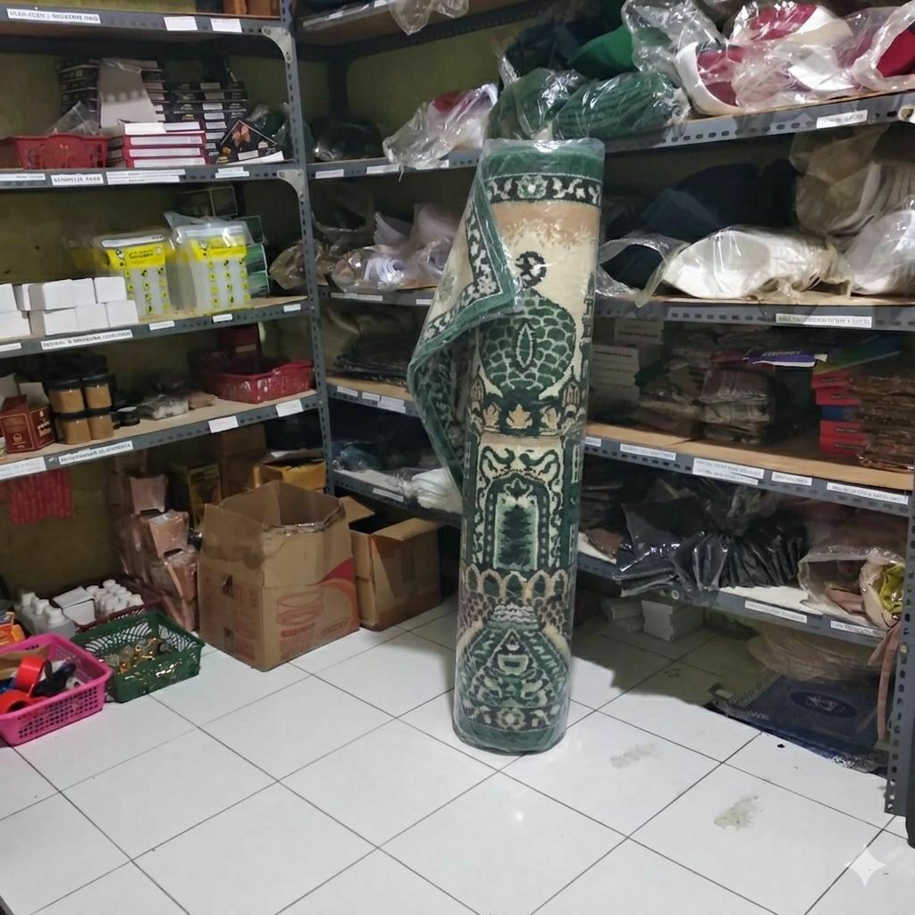 KARPET MASJID ISI 5 JAMAAH / SAJADAH MUSHOLLA KECIL ISI 5 SHAF - MOTIF HIJAU KUBAH
