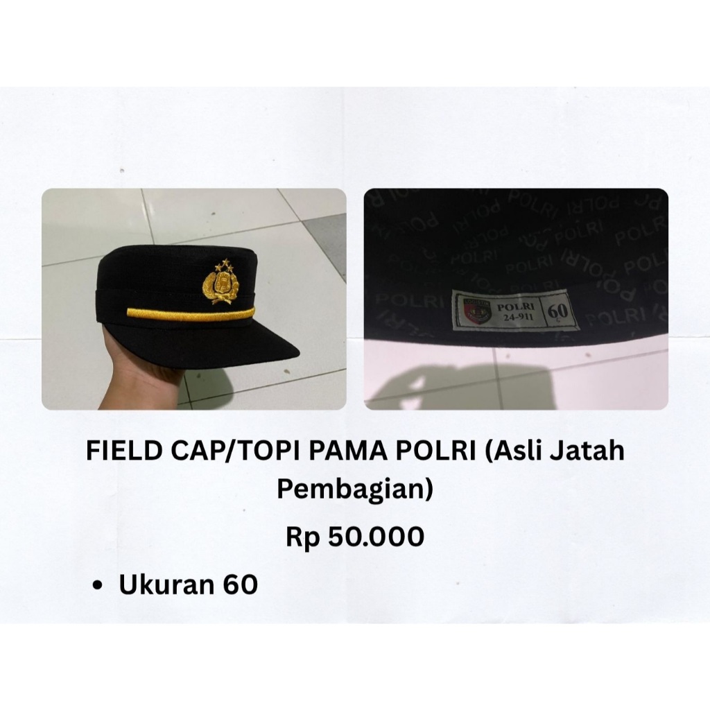 FIELD CAP/TOPI PAMA POLRI (Asli Jatah Pembagian)
