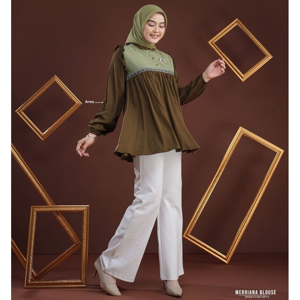 Nadheera Luxury - Merriana Blouse Rayon Premium X Knit Soft Premium Atasan Wanita Busui
