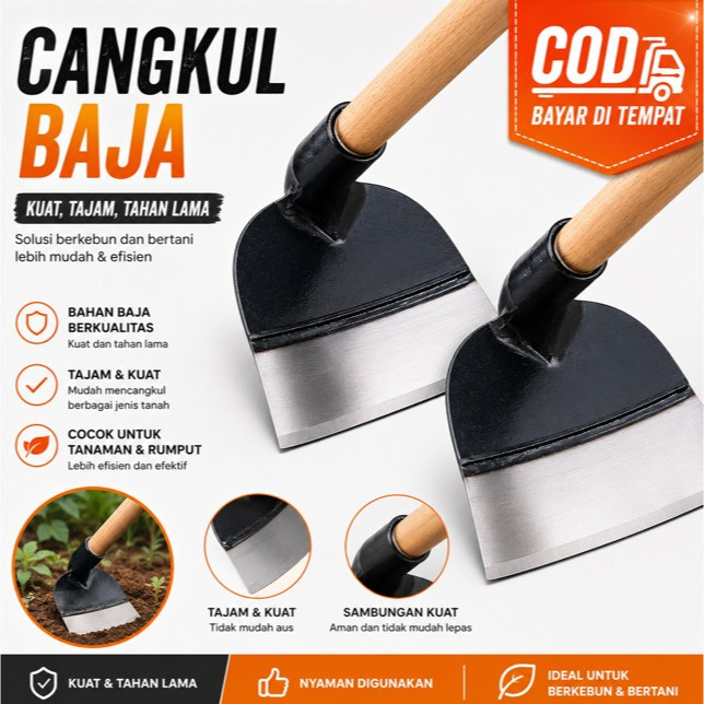 Cangkul Kepala Baja Cangkul Pengganti Baja Pertanian Berkebun Cangkul Pertanian Cangkul Tangan Alat 