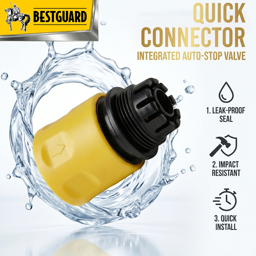 BESTGUARD Sambungan Selang Air 1/2 Inch Quick Connector Otomatis Tutup Anti Bocor Stop Kran Selang T
