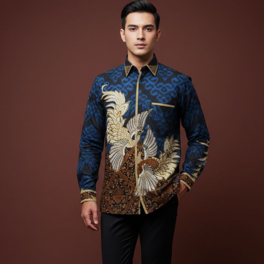 Kemeja Batik Pria CANDRASA - Katun Solo Premium Bordir Smock Full Furing Trikot Cutting Jas Batik Ca