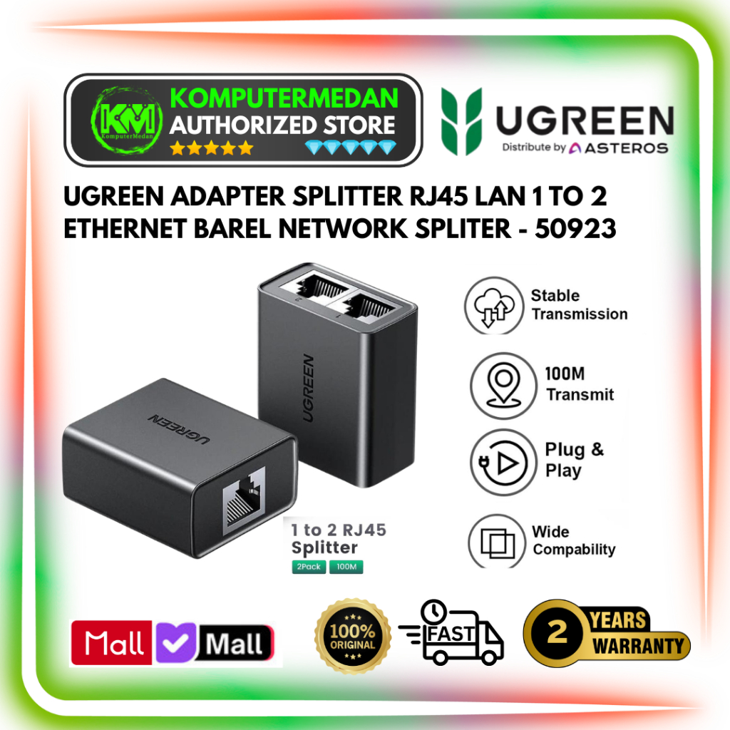 UGREEN ADAPTER RJ45 SPLITTER RJ45 Lan 1 to 2 Network Splitter 50923