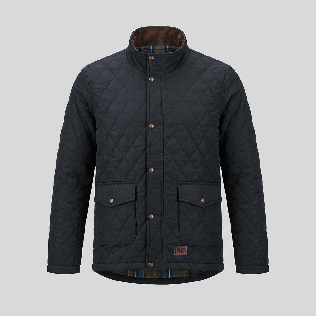 Jaket Quilted Pria Premium Parasut Tebal - Jaket Casual Model Barbour Diamond Quilt Motif Kotak Lapi