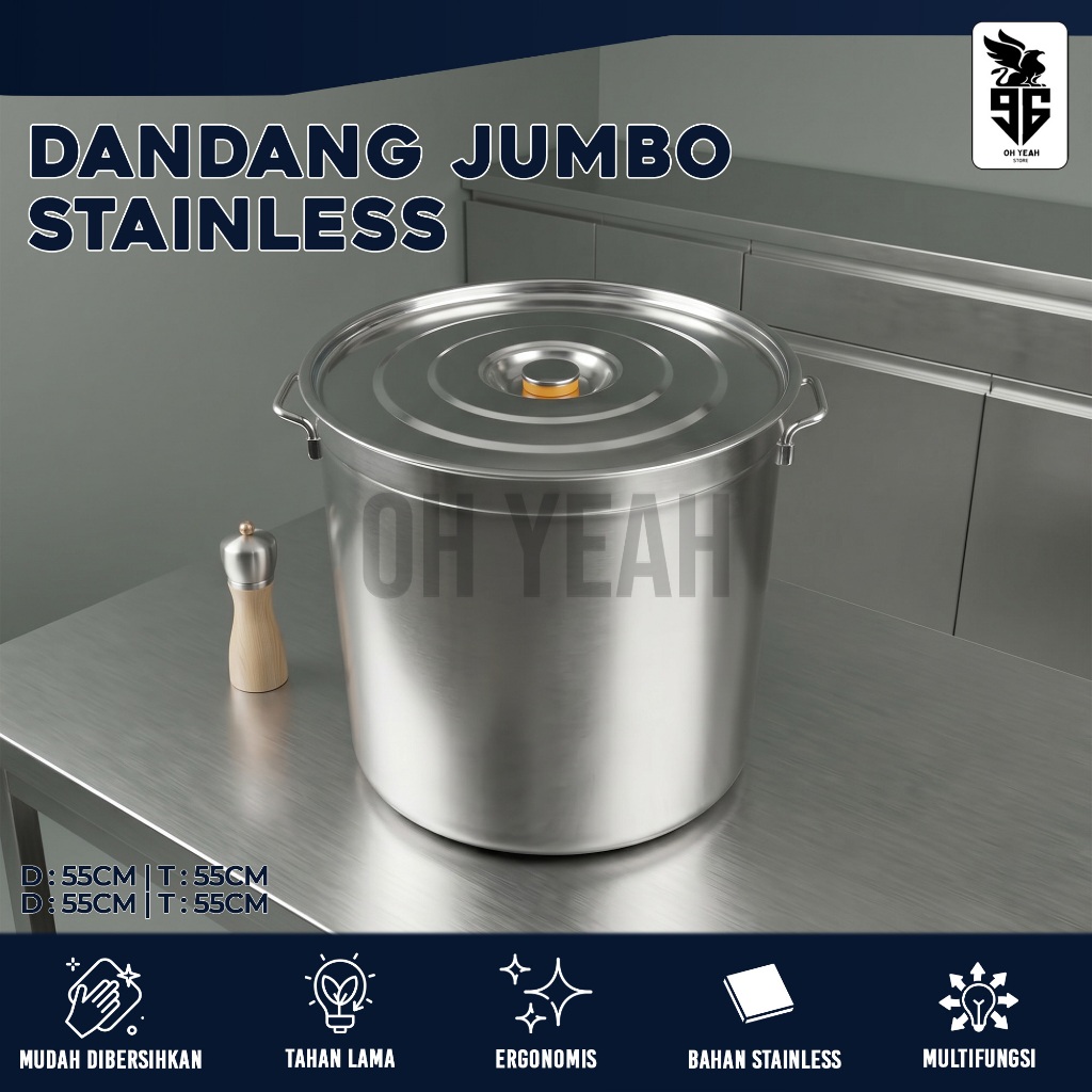 Panci Kukus Besar Kaldu Soup Pot Langseng Nasi Industri Restoran Catering Tebal Anti Karat Dandang J