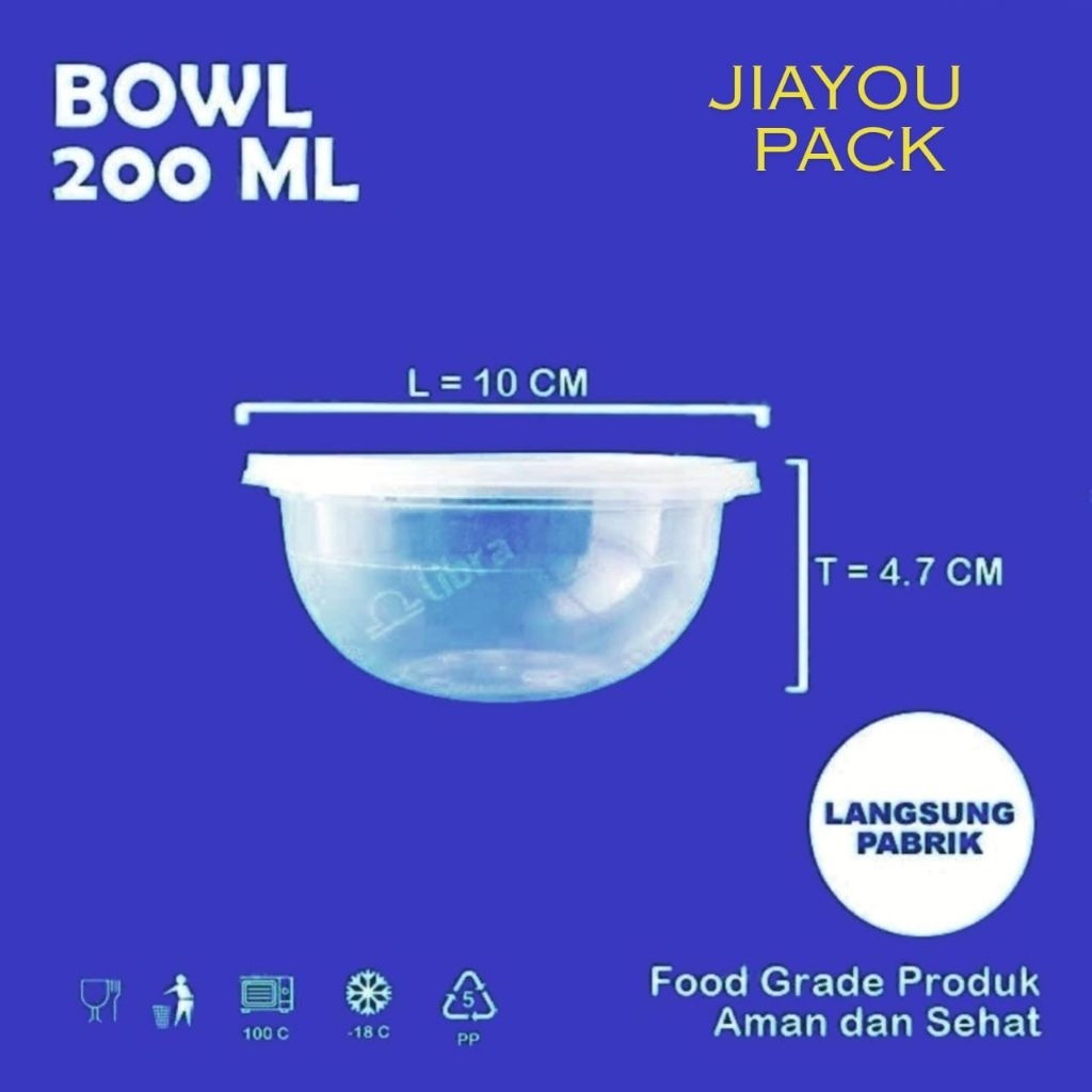 LIBRA 1 Pack = 25 Pcs Thinwall Bowl Bulat 200 ML + Tutup / Tempat Makanan +Tutup  / Kotak Makan Bula
