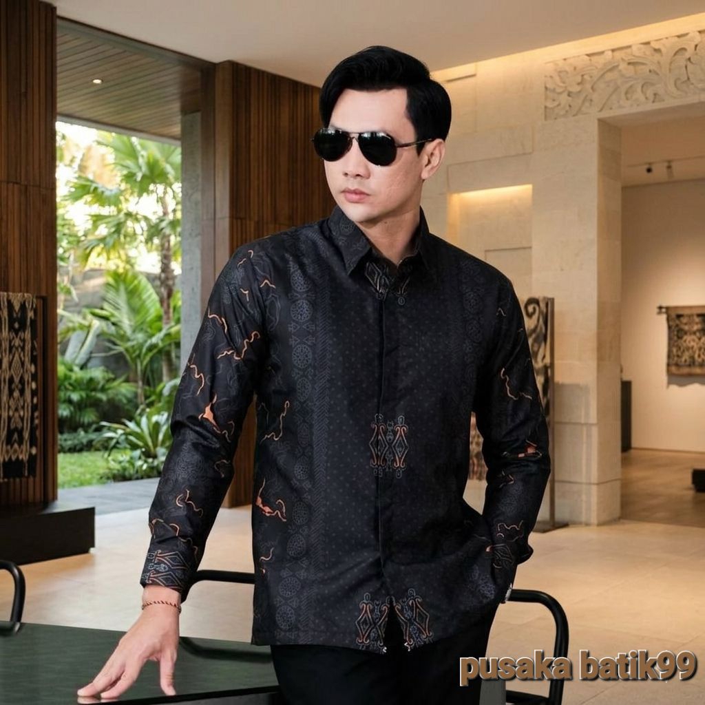 Kemeja Batik Pria Lengan Panjang Motif Etnic Motif Terndy