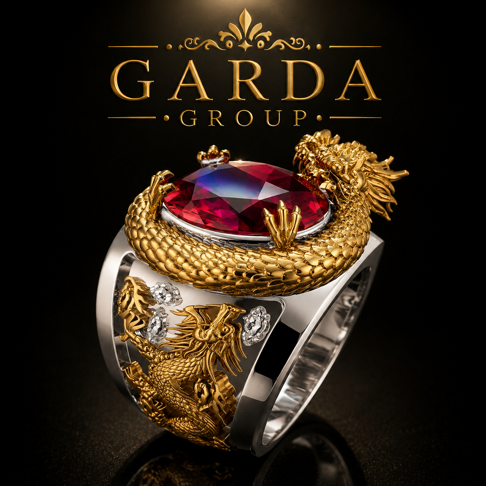 Cincin Naga Pria Titanium Anti Karat Lapis Emas Hiasan Permata