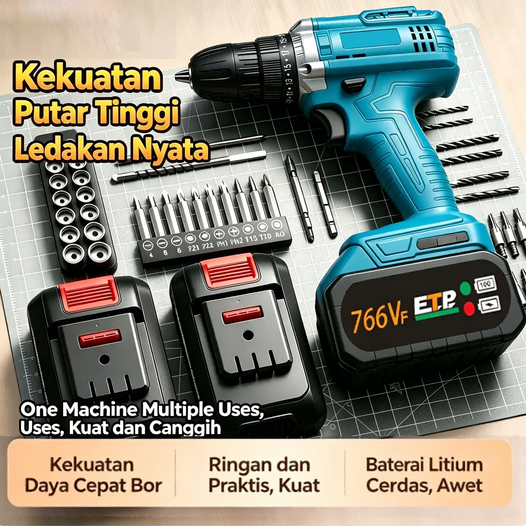 766VF Mesin Bor Baterai cas 10mm bor listrik murah bor tangan baterai besi tembok Beton kayu - Cordl