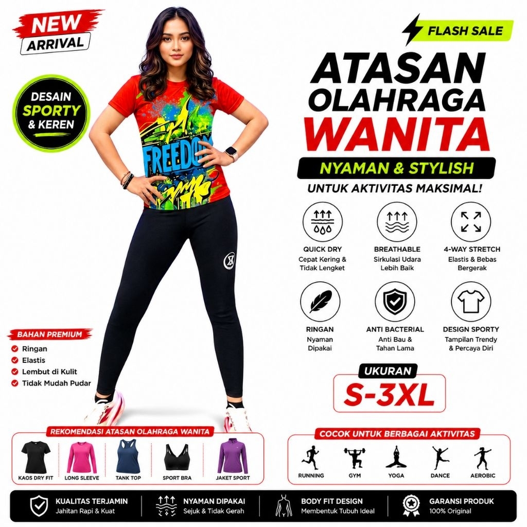 ATASAN BAJU OLAHRAGA SENAM OUTDOOR WANITA SXB SPORT COMPRESSION SHORT SLEEVE KAOS LENGAN PENDEK T-SH