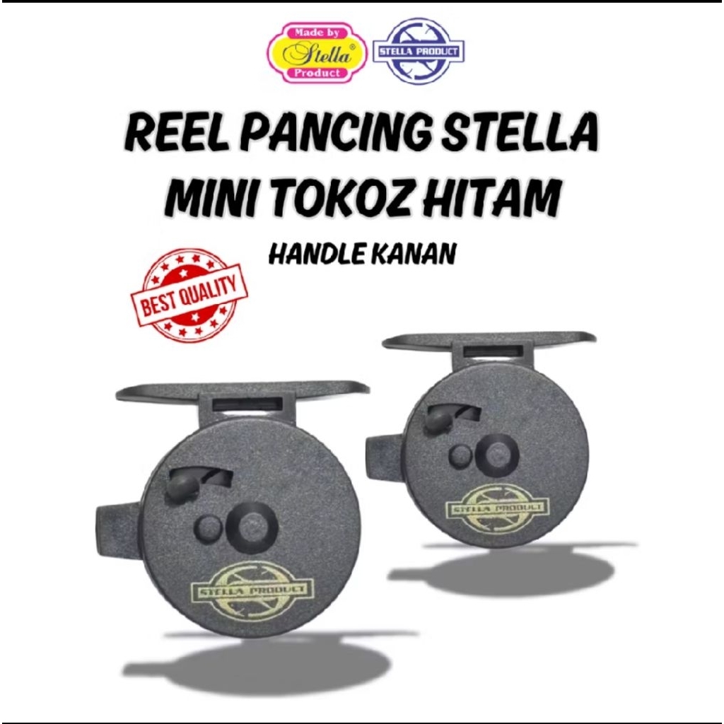 Reel Pancing Mini Tokoz Hitam Stella Diameter 4.5cm Reel Tegek Waderan Ringan Kuat Handle Kanan
