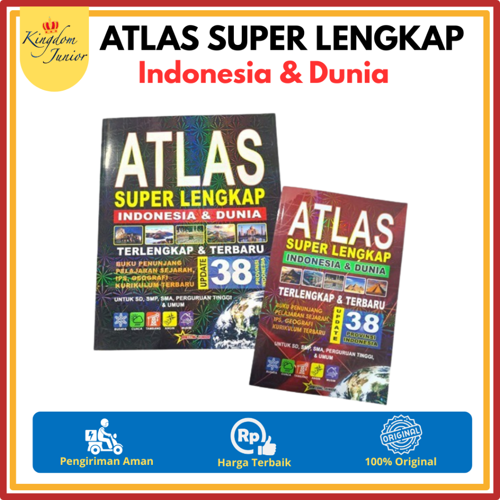 Atlas Super Lengkap 38 Provinsi Indonesia & Dunia | Atlas Terlengkap Terbaru Warna Merk Bintang Juni