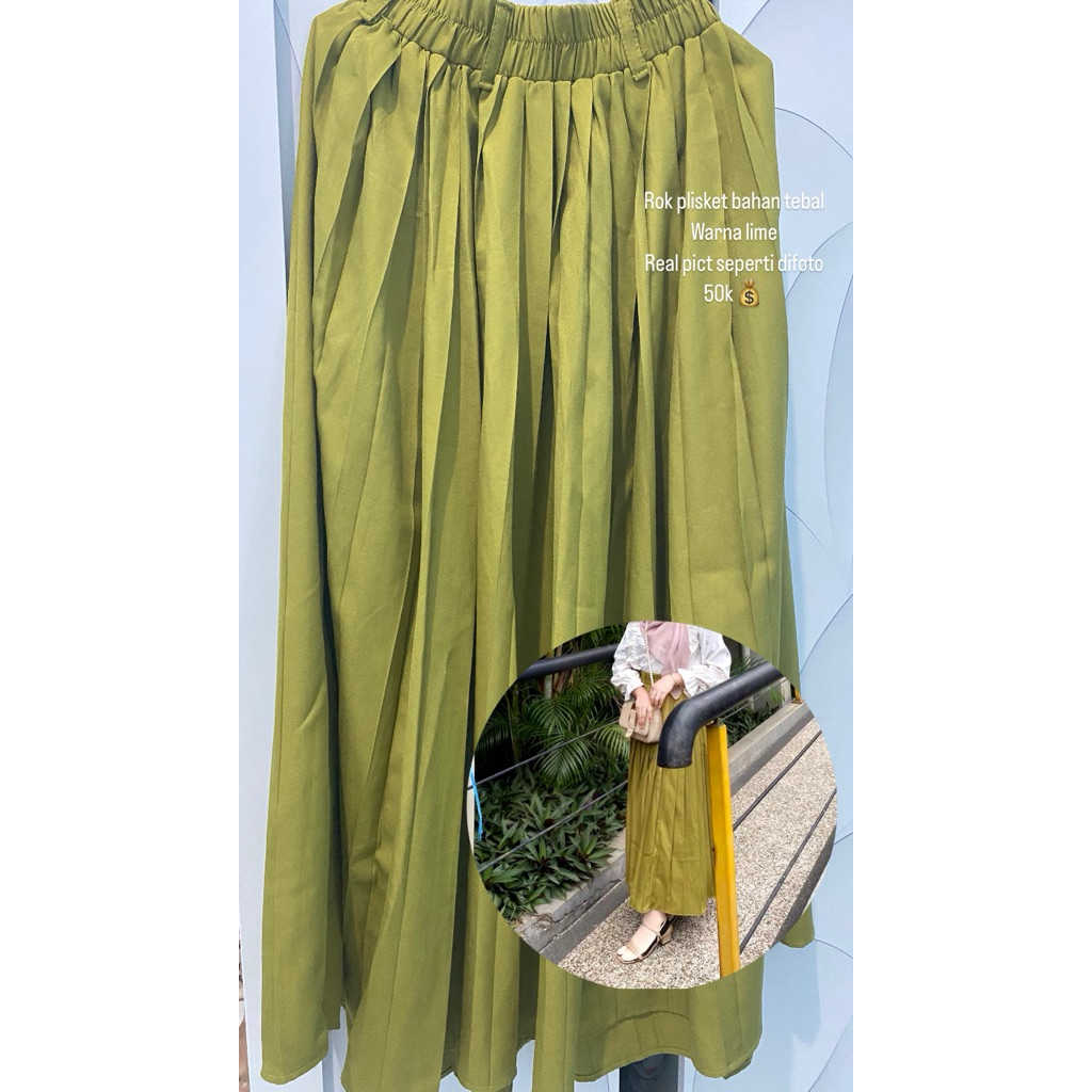 Rok plisket Hijau lime