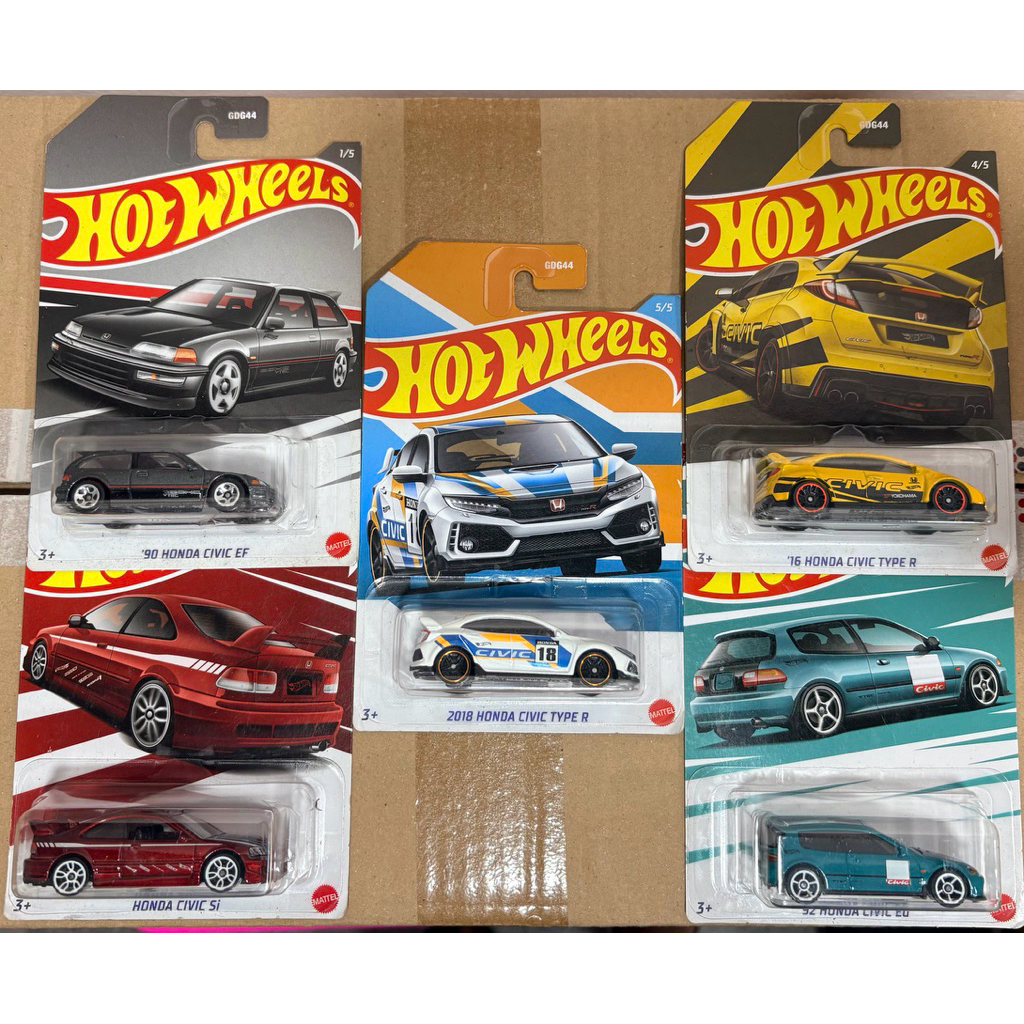 Hot Wheels Honda Civic 2022 Set Lengkap - 90 Honda Civic EF VTec - 92 Honda Civic EG - Honda Civic S