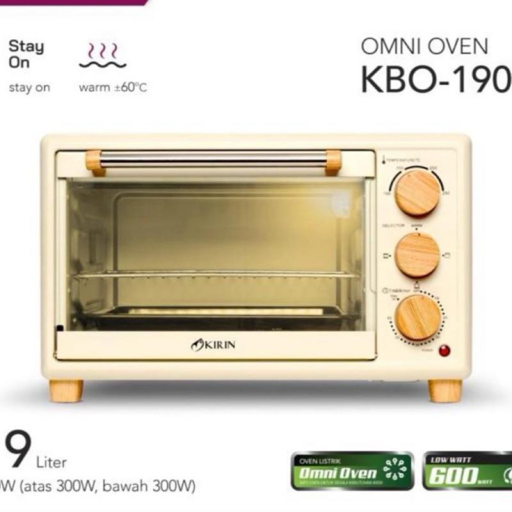 OVEN KIRIN KBO 190 LW LOW WATT - KIRIN KBO190LW - OVEN LISTRIK KIRIN 19 LITER - PEMANGGANG KIRIN 190