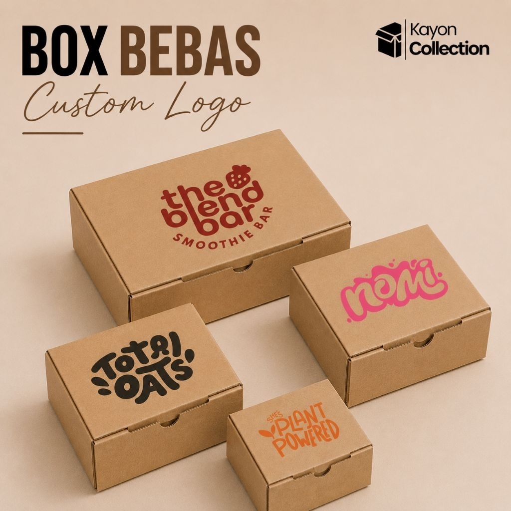 Box Custom Logo Sablon Corrugated Eflute untuk Packaging Produk UMKM, Hampers, Skincare & Fashion