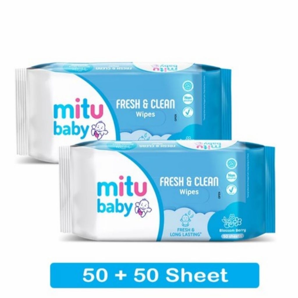 mitu baby wipes biru 2x50heet