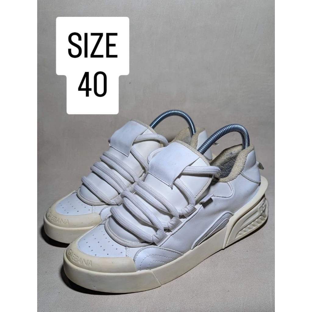 SEPATU PRELOVED DOLCE GABBANA WHITE PORTOFINO SNEAKERS SIZE 40