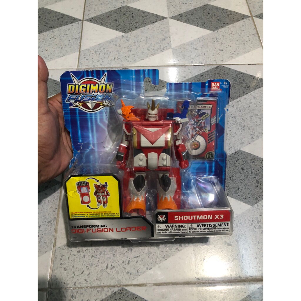 Mainan lawas digimon fusion transforming shoutmon x3 to digi fusion loader