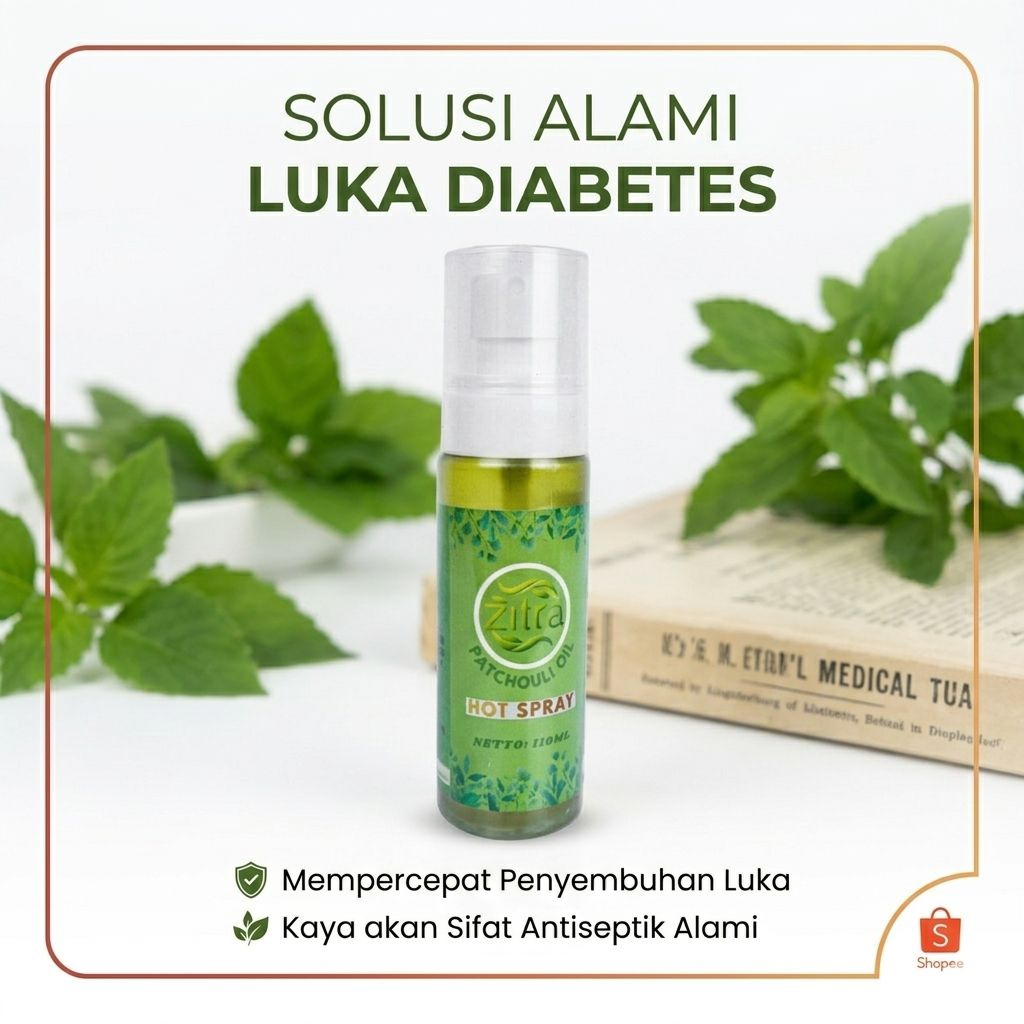 Zitra Spray Obat Luka Diabetes & Luka Bakar - Cairan Pembersih Luka Kronis Anti Bakteri - Spray Luka