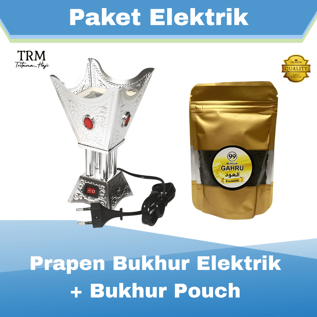 Paket Bukhur Buhur Basah Premium Kemasan Pouch + Tempat Buhur Elektrik