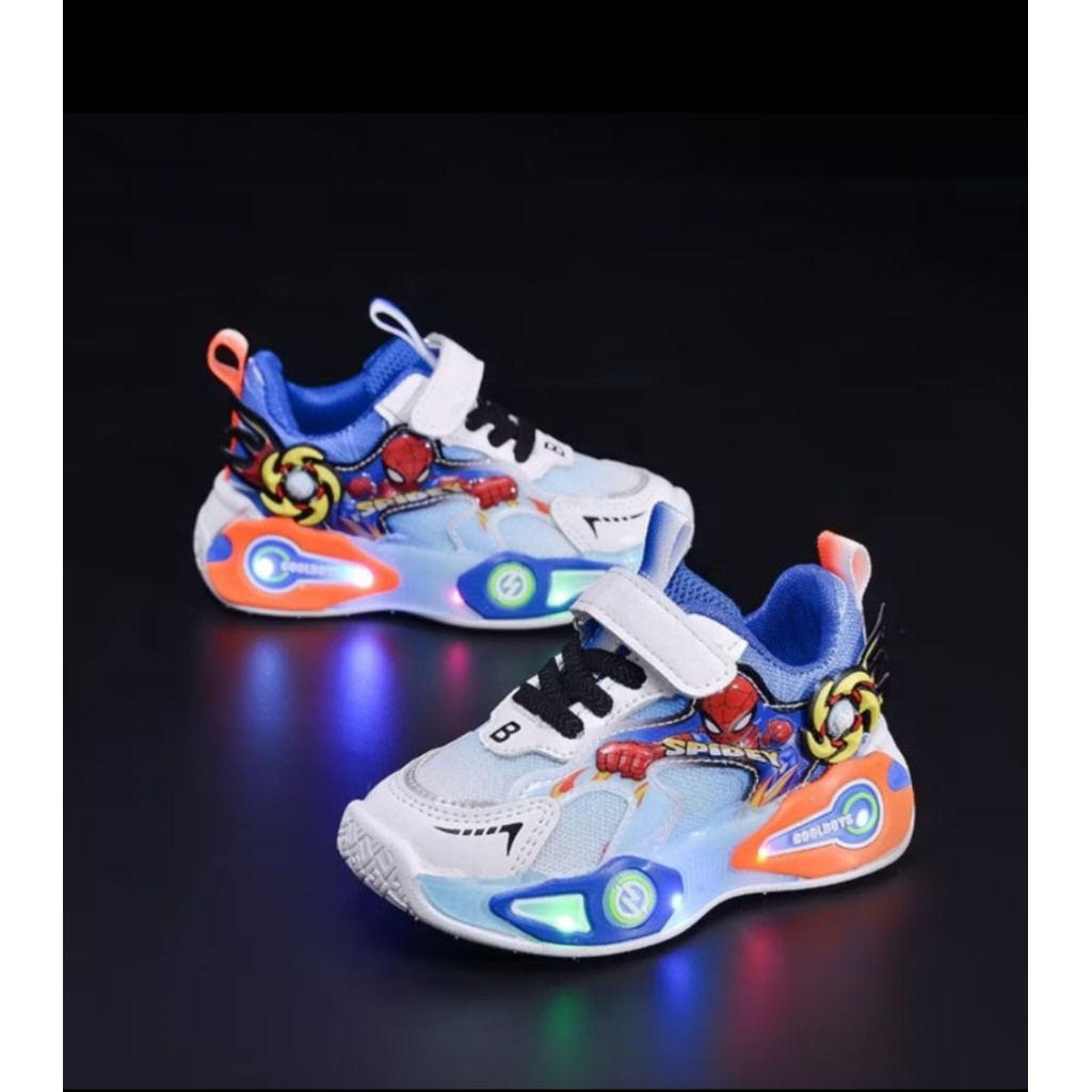 sepatu led anak laki-laki import motif hero