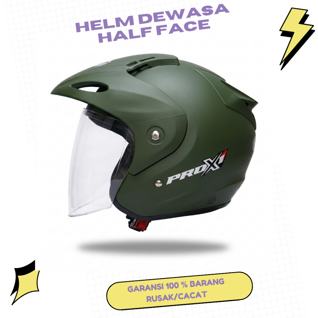 Helm Remaja Dewasa Pria Wanita Murah Helm JM Proxi Half Face  SNI Laki laki Perempuan