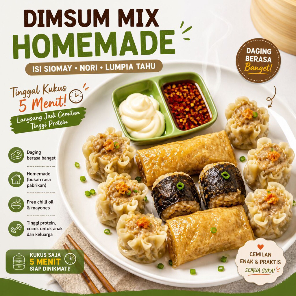 DIMSUM MIX FROZEN SIOMAY AYAM KULIT TAHU NORI HOMEMADE