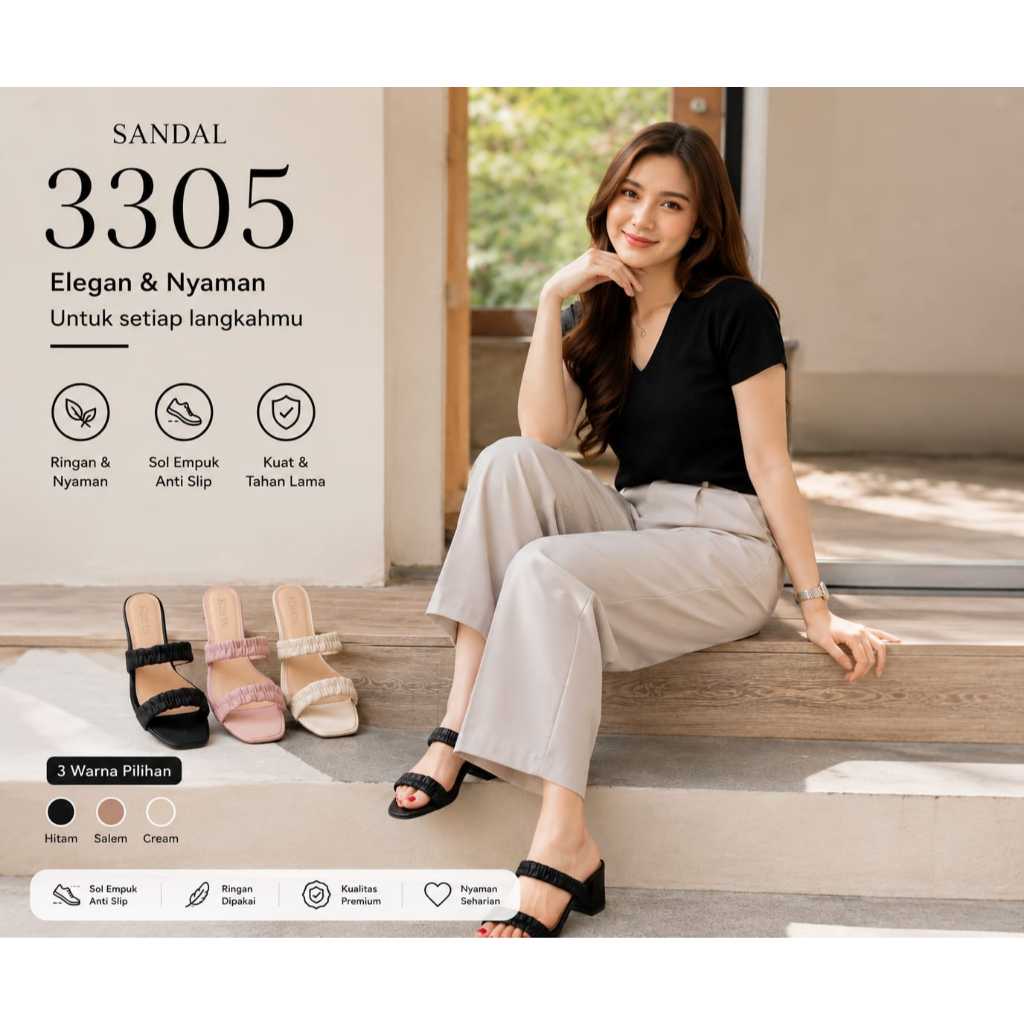 ADELIA- Sandal Tali Wanita Hak Serut Balance 3305