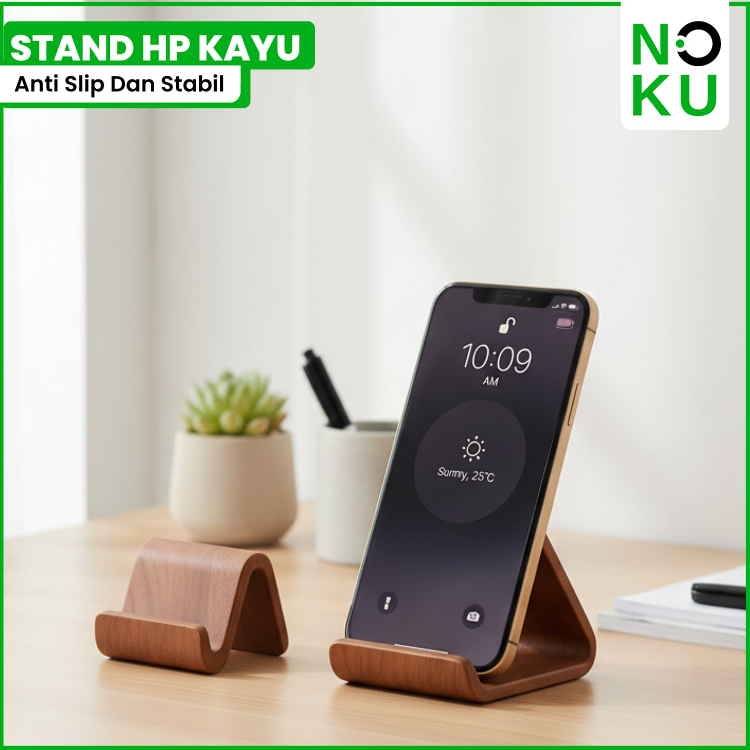 Holder HP Kayu Kenari Estetik Untuk Meja Kerja Stand Holder HP Dudukan HP Phone Holder