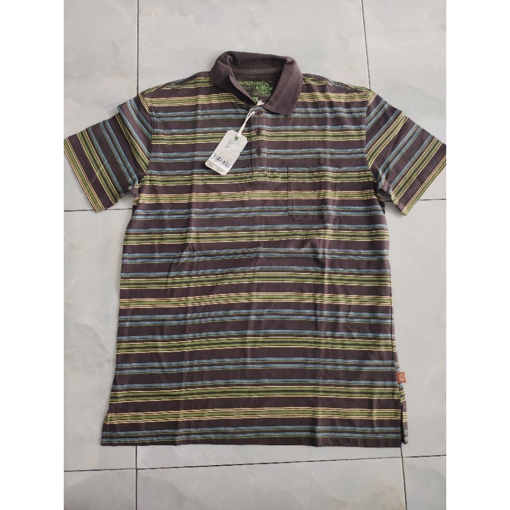 Kaos Pria Polo Cardinal UK M Motif Garis" || 100%Original
