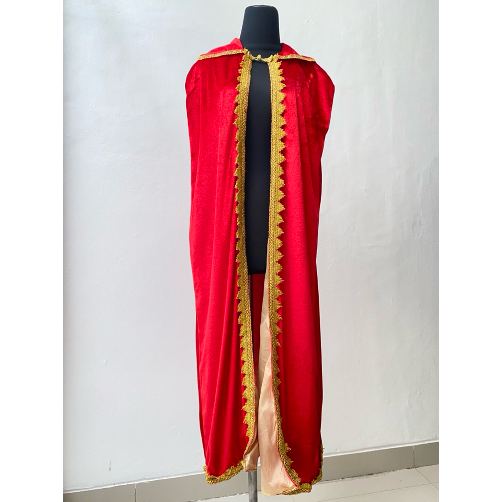 PL Red Hood Costume Jubah || Kostum Halloween Wool Merah || Costume Cosplay King Queen Castle