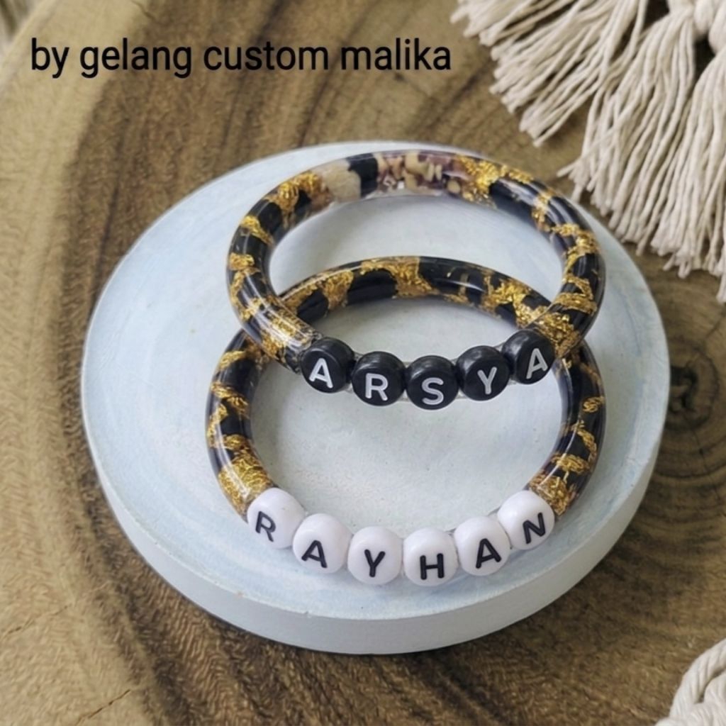 Gelang Custom Nama Rempah Tradisional Semua Usia warna BLACK GOLD asli