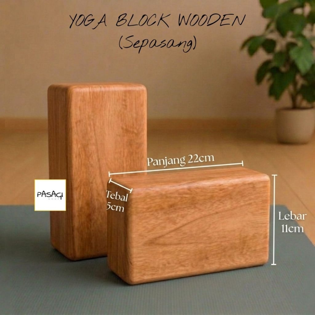 Yoga Block Wooden Pilates balok kayu Mahoni balok Import premium sepasang
