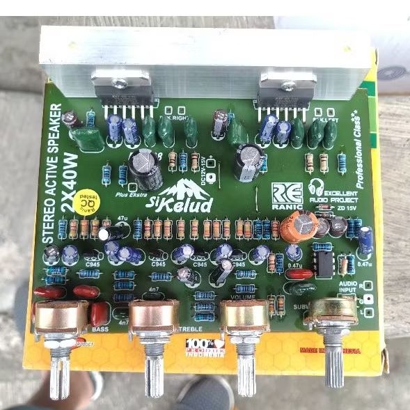 kit amplifier aktif speaker tda2004 tda2005 plus subwoofer dc 12v