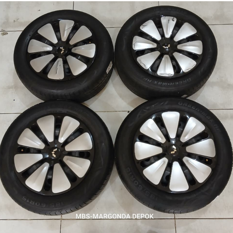 READY STOK VELG KALENG WULING BINGUO R15 PCD 4X114,3 PLUS BAN 185 60 R15 GREEN MAX KONDISI TEBEL
