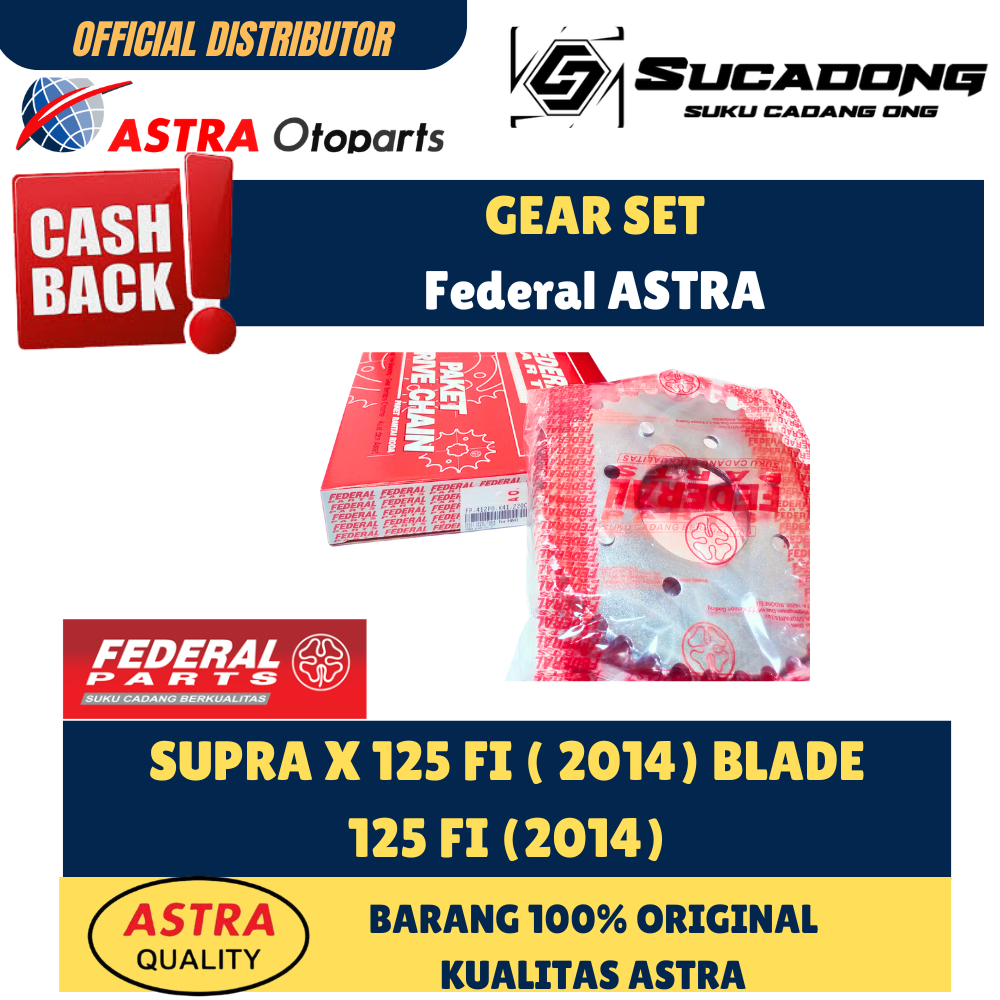 Gear Set FP-412P0-K41-220C Federal Original Paket Gir ,Gearset,Gir "SUPRA X 125 FI ( 2014) BLADE 125