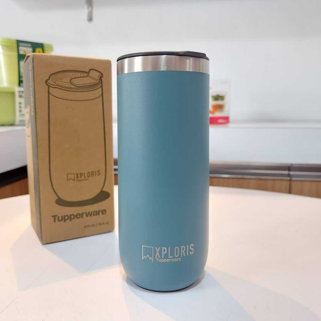 Tupperware xploris therma tumbler 470 ml termos minum warna green