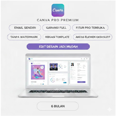 CANVA 1 TAHUN SUPPORT VIDEO AI, TEMPLATE DESAIN, FOTO, ELEMENT FULL GARANSI