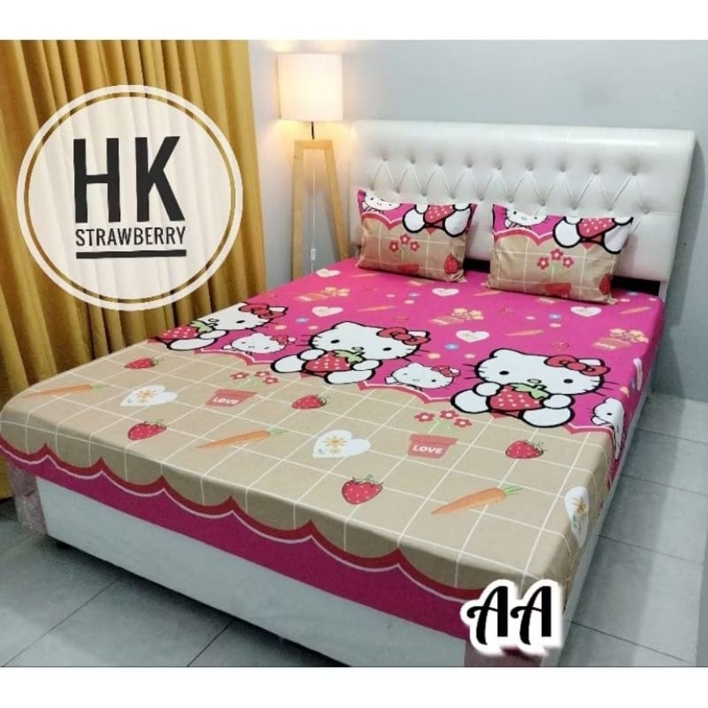 SPREI KARET KATlodUN PREMIUM 90/100/120/140/160/180/200 MOTIF hello helo kitty kity hk happy senang 