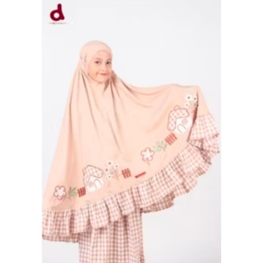mukenah anak dannis,Garden,UK.S,warna beige,terbaru,Note: tny stock dulu sblm co