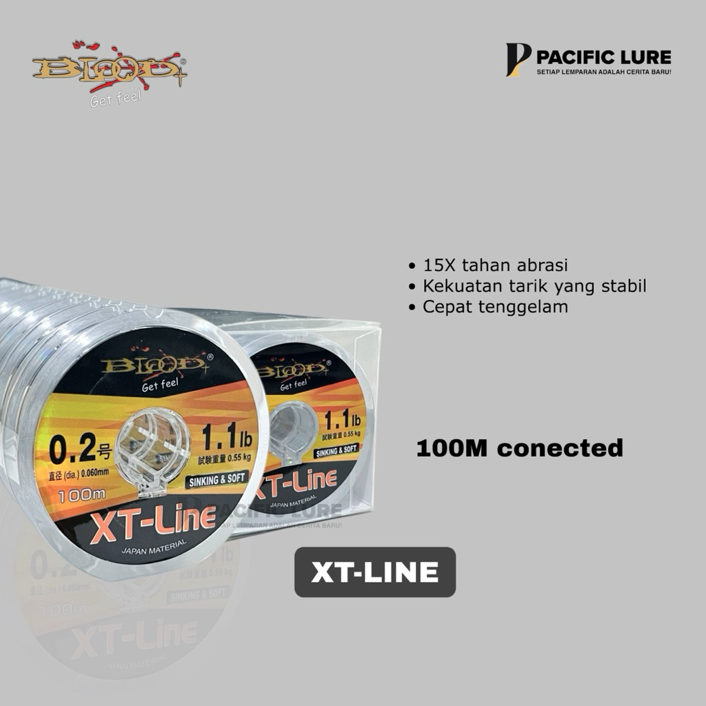 senar pancing XT LINE produk original blood 100m connecting ukuran 0,06mm-0,28mm cocok untuk micro