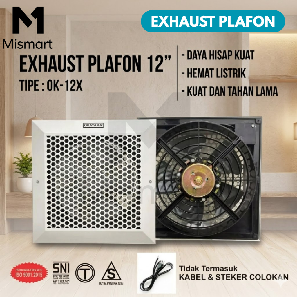 Exhaust Fan / Hexos Plafon 12 inch OK12X Penyedot Udara Ruangan