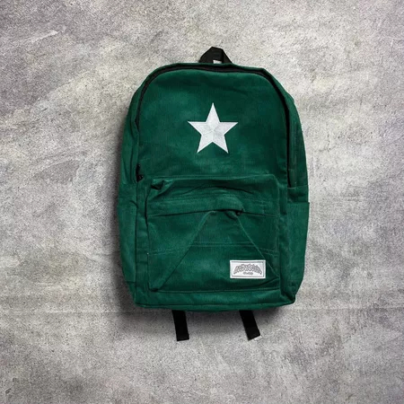 Tas ransel corduroy backpack star green
