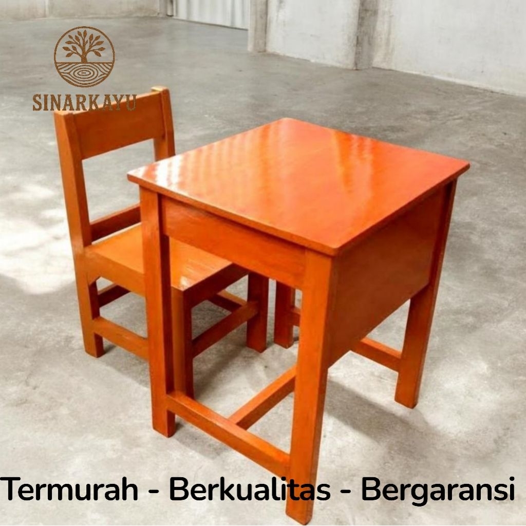 Meja kursi sekolah meja kayu kursi TK, SD, SMP, SMA Meja Belajar Kayu kokoh