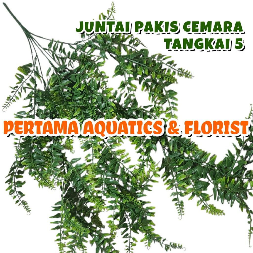 JUNTAI BUNGA PAKIS CEMARA X5/ Huntai Bunga Plastik/ Juntai Hiasan Plastik/ Juntai Bunga Tanaman Plas