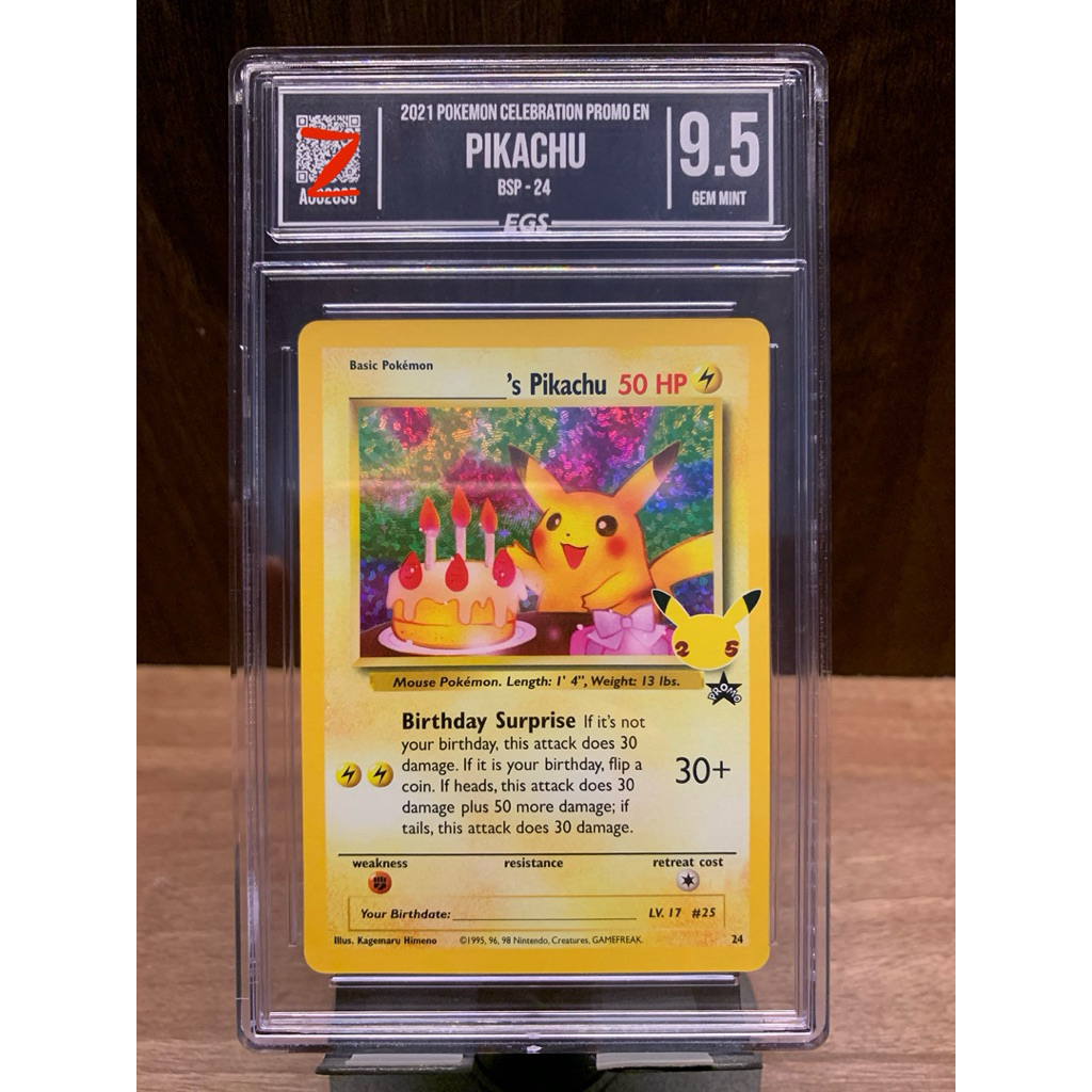 Pokemon TCG Slab “Pikachu birthday 25th Anniversary Black Star Promo” Versi English Grading/ Graded 