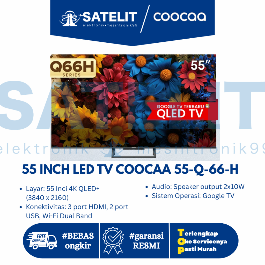 55 INCH LED TV COOCAA 55-Q-66-H -4K QLED+ 120Hz HSR Motion MEMC Dolby