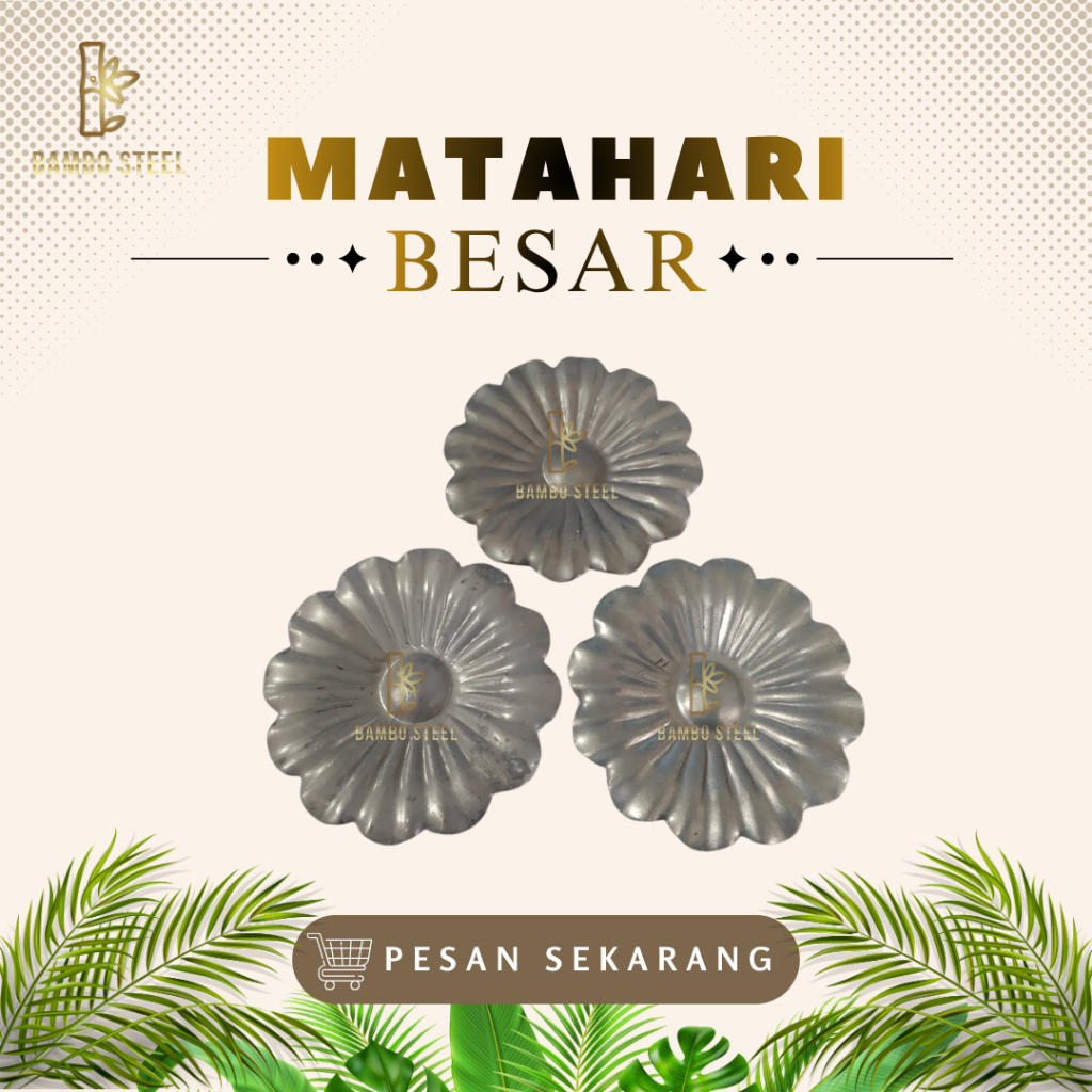 1 Ornamen Aksesoris Pagar Besi Motif Bunga Matahari Besar Plat Besi Ukuran 9 cm